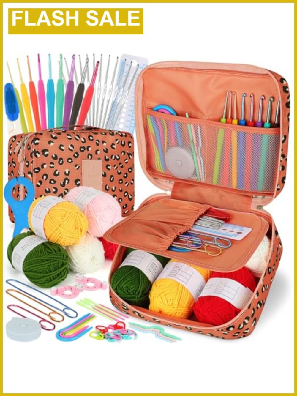 Crochet Kit for Beginners Adults Kids Ergonomic Hooks Yarn Case DIY Craft